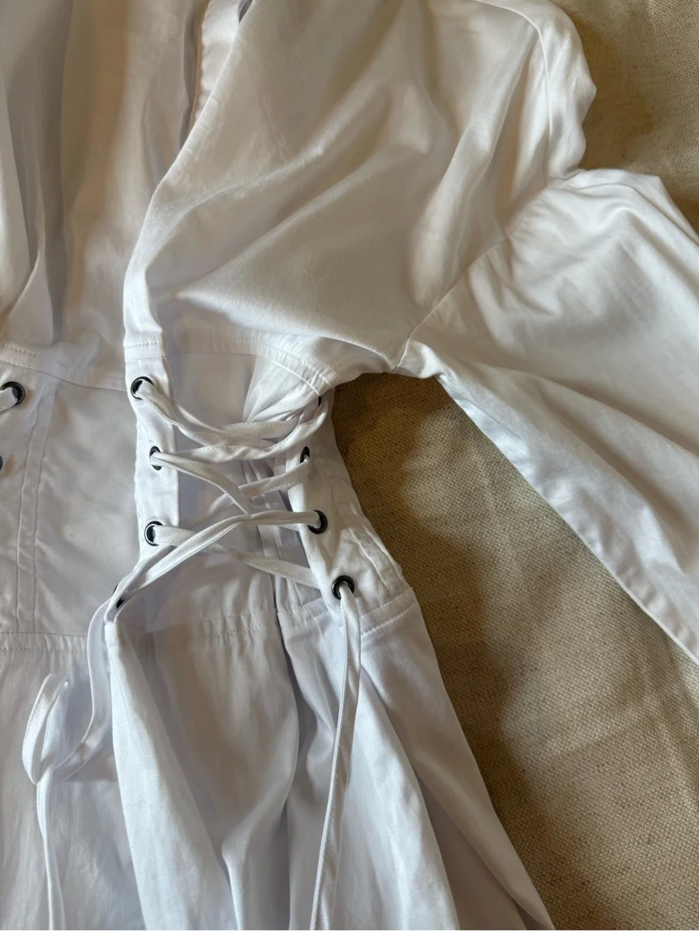 Guess White Y2K Classic Button-Up Cotton Corset Dress, XS
